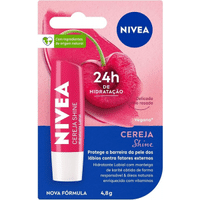 Imagem da oferta NIVEA Hidratante Labial Cereja Shine 48g - Cuidado e proteção para seus lábios por 24h além de delicioso aroma de cereja e delicado brilho rosa