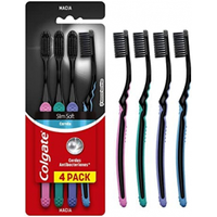 Imagem da oferta Escova de Dente Colgate Slim Soft Black com Infusão de Carvão - 4 Unidades