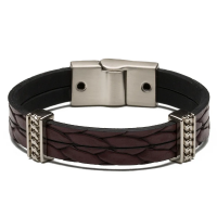 Imagem da oferta Pulseira Masculina Aparência de couro – Lizard Vermelha