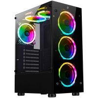 Imagem da oferta Gabinete Gamer Rise Mode Glass 06x Mid Tower ATX Lateral e Frontal em Vidro Temperado 6x Cooler Fan ARGB - RM-CA-06XB-ARGB