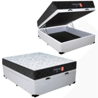 Imagem da oferta Cama Box Baú Casal + Colchão Espuma D33 Semi Ortopédico Extra Firme Comfort Prime 72x138x188 Branco