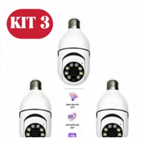 Imagem da oferta KIT Câmera wifi ip sem fio giratória 360 com encaixe lampada bocal rosca ptz full HD visão noturna segurança