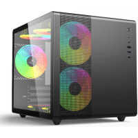 Imagem da oferta Gabinete Gamer C3Tech Aquarius Mini Tower Vidro Temperado M-ATX Black Sem Fonte Sem Fan - MT-G710BK