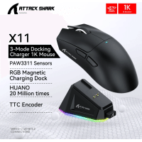 Imagem da oferta Mouse Attack Shark X11 Sem Fio com Dock de Carregamento PAW3311 3 Conexões