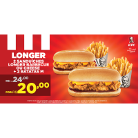 Imagem da oferta 2 Sanduiche Longer Barbecue OU Cheese + 2 Batata M