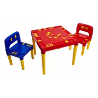 Imagem da oferta Mesa Infantil Colorida Com 2 Cadeira Tritec 3827 Vermelho/Azul