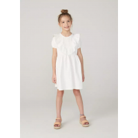 Imagem da oferta Vestido Infantil Com Manga Bufante Em Malha De Algodão - Off White