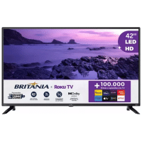 Imagem da oferta Smart Tv Britânia 42'' Btv42g6fr2cp Roku Tv Dolby Audio Hdmi