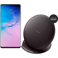 Imagem da oferta Smartphone Samsung Galaxy S10+ - Azul + Carregador Sem Fio Premium Afc - Preto (2 Posições)