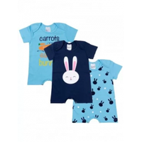 Imagem da oferta Kit Macaquinho Baby Cenoura Azul - Lucca Kids