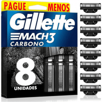 Imagem da oferta Refils Para Barbear Gillette Mach3 Carbono Carga para Aparelho de Barbear com Carvão Ativado 8 Uds