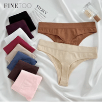 Imagem da oferta Fio Dental Finetooo Feminino De Algodão De Cintura Média Lingerie De Cor Sólida Macio