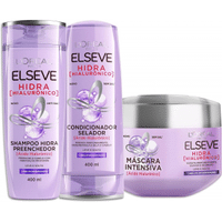 Imagem da oferta L'Oréal Paris Elseve Hidra Hialurônico Kit - Shampoo 400ml + Condicionador 400ml + Creme de Tratamento 300G