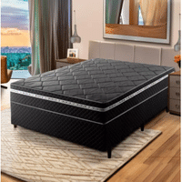 Imagem da oferta Cama Box Casal Umaflex Essencial com Eurotop e Molas Ensacadas 66x138x188 cm - Chumbo/Preto