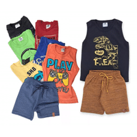 Imagem da oferta Kit 5 Conjunto Regata Premium Sortido Infantil Menino Verão