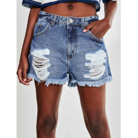 Imagem da oferta Shorts Jeans Cintura Baixa Destroyed Tam 34