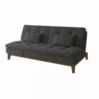 Imagem da oferta Sofá-Cama 3 Lugares Casal Amanda com Chaise e Pés de Madeira Suede - Mobly