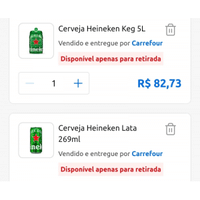 Imagem da oferta Barril Cerveja Heineken Keg 5L + 3 unids Heineken 269ml