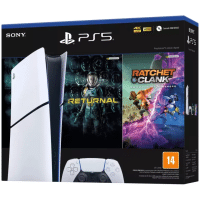 Imagem da oferta Console PlayStation 5 Digital Slim Branco 1TB Returnal e Ratchet e Clank Controle Sem Fio Dualsense Branco