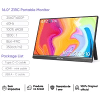 Imagem da oferta Monitor Portátil Arzopa 16'' 2K 16:10 Tela Ips com Tipo-c Mini HDMI 16 Z1RC 2.5K