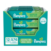 Imagem da oferta Kit  12 Pacotes Lenço Umedecido Pampers Aloe Vera com 48 Unidades