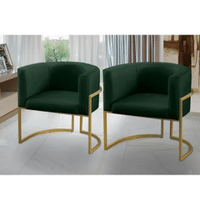 Imagem da oferta Kit 2 Poltronas Para Sala Decorativa Tamires Base Ferro Veludo Verde Adonai Estofados