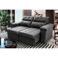 Imagem da oferta Sofá Retrátil Reclinável Verona 2,00m Suede Velut Cinza com Molas no Assento - King House