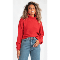 Imagem da oferta Blusão Gola Alta em Tricot Vermelho Hering