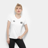 Imagem da oferta Camisa Santos I 19/20 s/nº Torcedor Umbro Feminina - Branco e prata