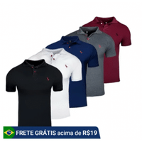 Imagem da oferta Kit 5 Camisas Masculina Gola Polo Piquet Confortável Gola Alta Ducam