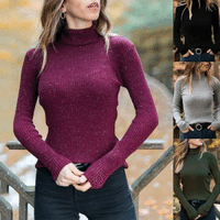 Imagem da oferta Suéter Feminino l'Automne Hiver Col Montant Femmes Pull Vintage