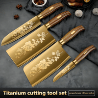 Imagem da oferta Faca de cozinha em aço inoxidável Seiko Lâmina banhada a ouro Deluxe Gold Knife, Faca do Chef