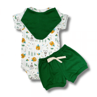 Imagem da oferta Conjunto Body + Short + Bandana Bebe 100% Algodao Varias Cores