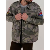 Imagem da oferta Jaqueta Jeans Parka Camuflada Masculina Bivik Verde/cinza