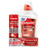 Imagem da oferta Enxaguante Bucal Colgate Luminous White 500ml + Creme Dental Clareador Luminous White Brilliant White 70g