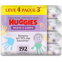 Imagem da oferta Lenços Umedecidos Huggies One & Done Leve 4 Pague 3 - 192 unidades Huggies Verde pacote de 4