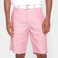 Imagem da oferta Bermuda Sarja Terminal Listrada Com Cinto Masculina - Rosa