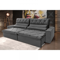 Imagem da oferta Sofá Retrátil Reclinável França 300m Suede Velut Cinza c/ Molas no Assento - King House