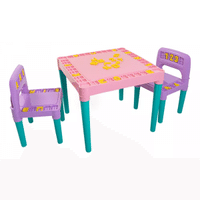 Imagem da oferta Mesa Infantil Colorida Com 2 Cadeira Tritec Educativa Menina Rosa