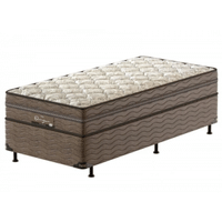 Imagem da oferta Cama Box Solteiro Probel Óregon com Euro Pillow e Molas Prolastic 62x88x188 cm - Bege/Marrom