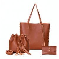 Imagem da oferta Bolsa Feminina Kit Star Shop 3 peças Caramelo