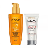 Imagem da oferta Kit Leave-in de Tratamento Cicatri Renov 50ml + Óleo Extraordinario para Cabelos Elseve Loreal Paris 100ml