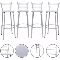 Imagem da oferta Kit 4 Banqueta Flórida Cozinha Tubo Prata Com Assento Branco