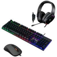 Imagem da oferta Combo VPRO Mouse Gamer C/ Fio - RA022 + VPRO Teclado Gamer Retroiluminado - RA029 + VPRO Headset Gamer USB - RA032