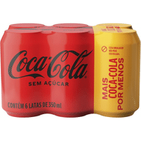 Imagem da oferta Pack de Coca-Cola sem Açúcar 350Ml 6 unidades