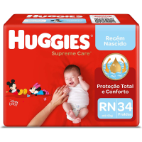 Imagem da oferta Fralda Huggies Supreme Care RN - 34 fraldas