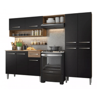 Imagem da oferta Armário de cozinha modulada completa compacta Emilly pop com armário e balcão cor rustic/preto GREM229002