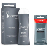 Imagem da oferta Kit Gel Lubrificante Íntimo Jontex 50g + Camisinha Jontex Lubrificado 8 unidades