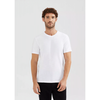 Imagem da oferta Camiseta Básica Masculina Slim Gola V Em Malha Flamê Hering