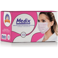 Imagem da oferta Medix Máscara Tripla Descartável Com Filtro (Bfe) Rosa - Caixa Com 50 Unidades